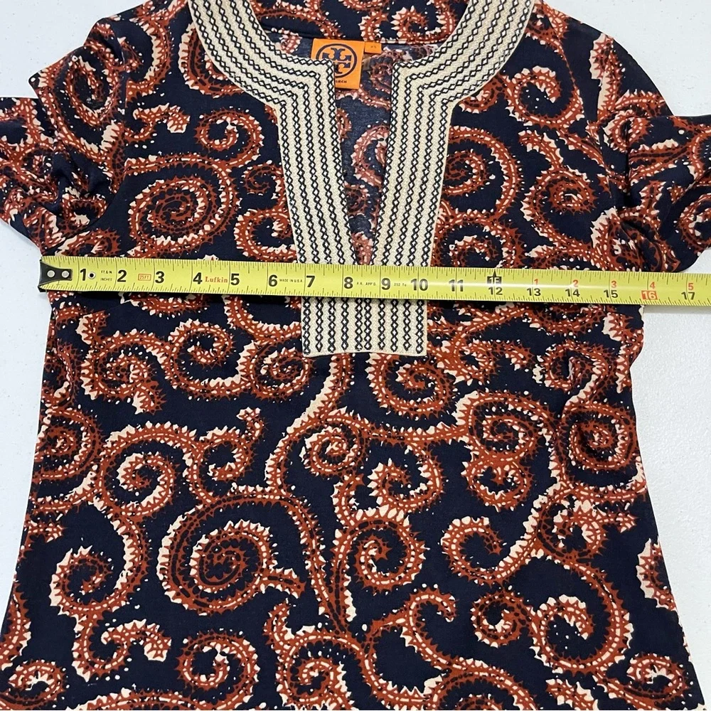 Tory Burch Silk Paisley Print Mandarin Collar Tunic Top XS